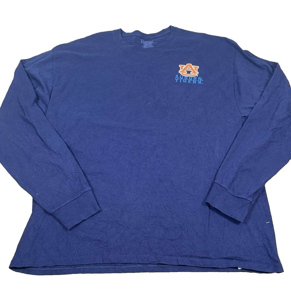 Auburn Tigers Long Sleeve T-Shirt XL Hanes Navy Blue NCAA College Football War
